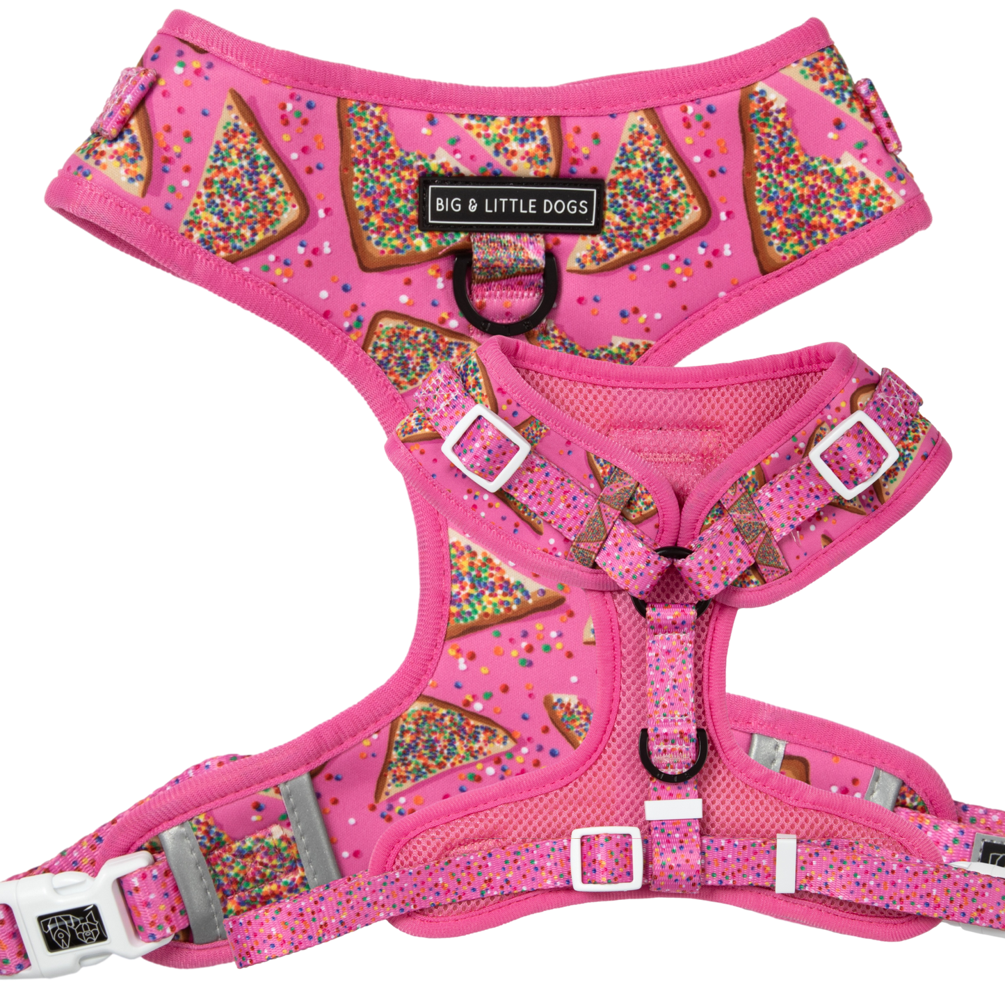 ADJUSTABLE DOG HARNESS: Pink Fairy Bread