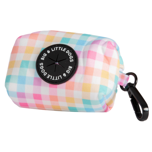 DOG POOP BAG HOLDER: Rainbow Gingham